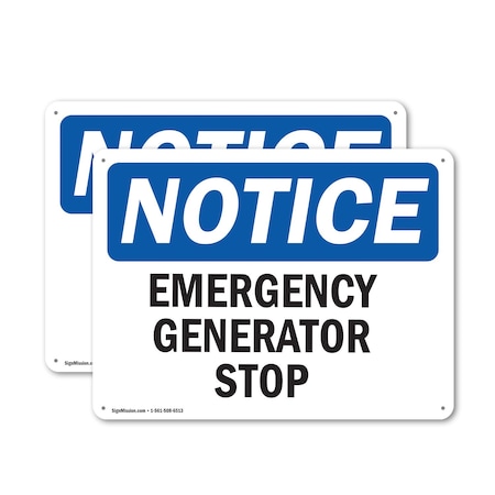 Signmission Generator Emergency Stop, 14 in W x Rectangle, Plastic OS-2PACK-NS-P-1014-L-13098
